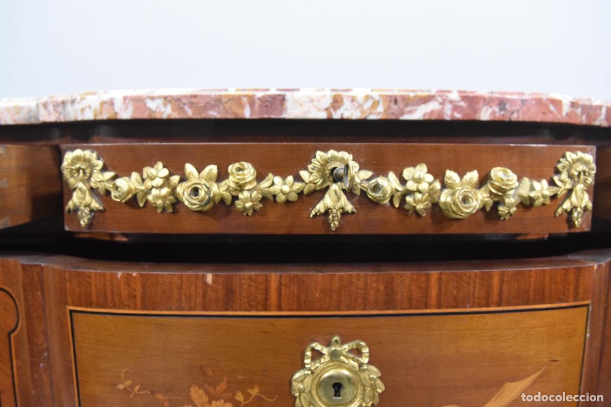 Antig&uuml;edades: Commode de style Transition marquet&eacute;e bois de rose XIX&egrave;me - Foto 10
