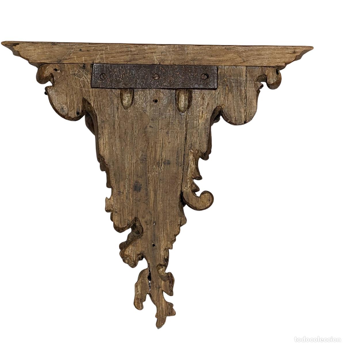 Antig&uuml;edades: Console dapplique en ch&ecirc;ne d&eacute;poque R&eacute;gence &agrave; d&eacute;cor de triton - Foto 3