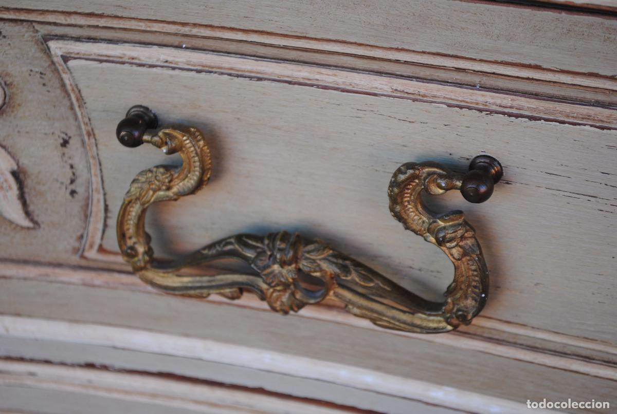 Antig&uuml;edades: Commode coiffeuse de style Louis XV laqu&eacute;e grise 1900 - Foto 9