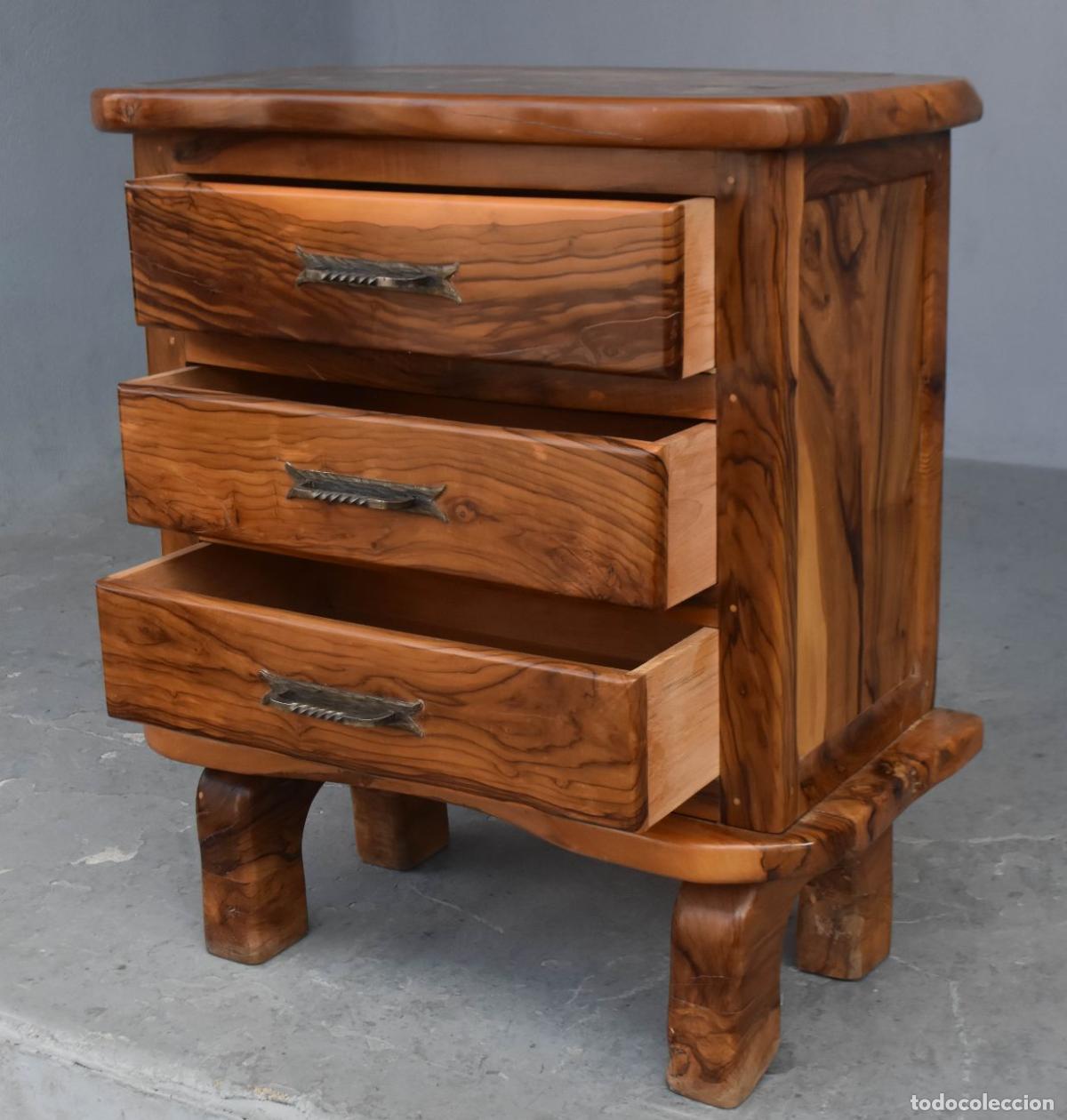 Antig&uuml;edades: Commode Brutaliste forme libre en olivier - Foto 6