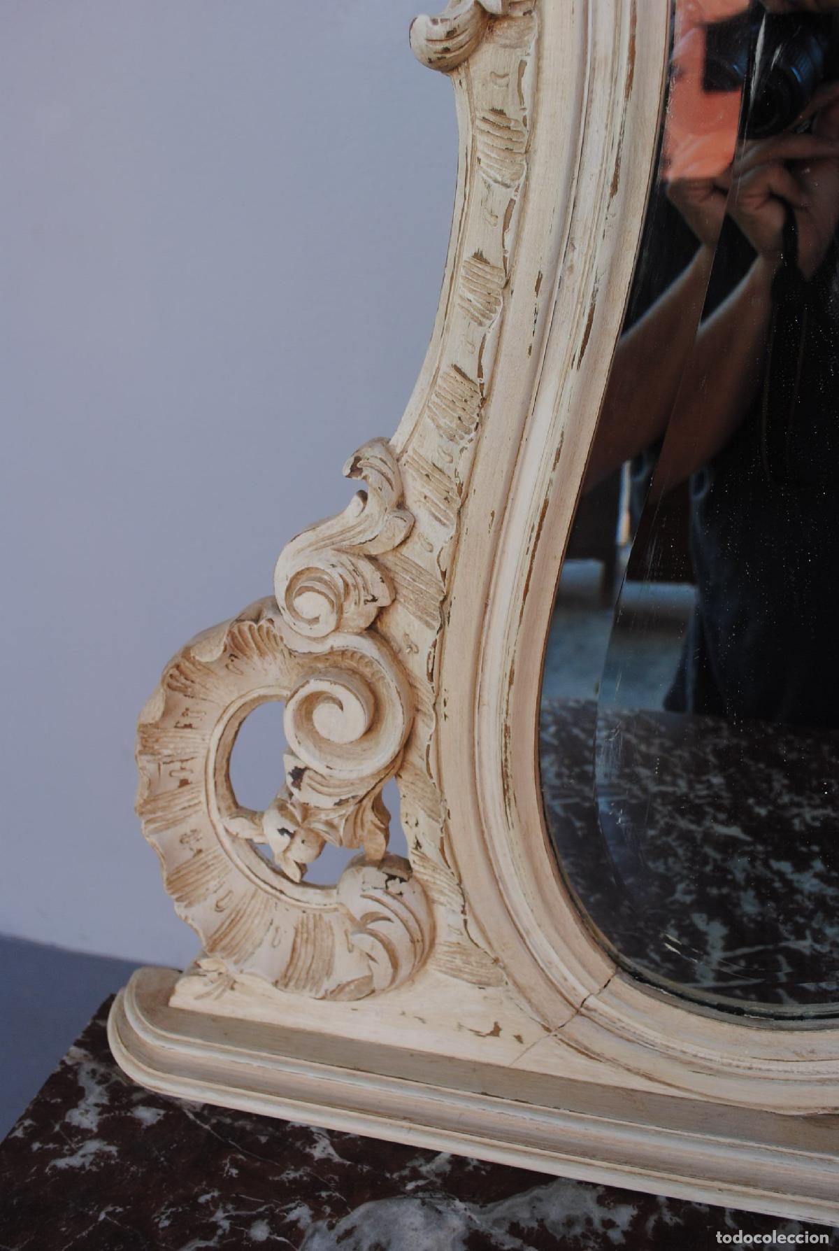 Antig&uuml;edades: Commode coiffeuse de style Louis XV laqu&eacute;e grise 1900 - Foto 8