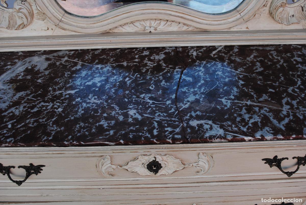 Antig&uuml;edades: Commode coiffeuse de style Louis XV laqu&eacute;e grise 1900 - Foto 9