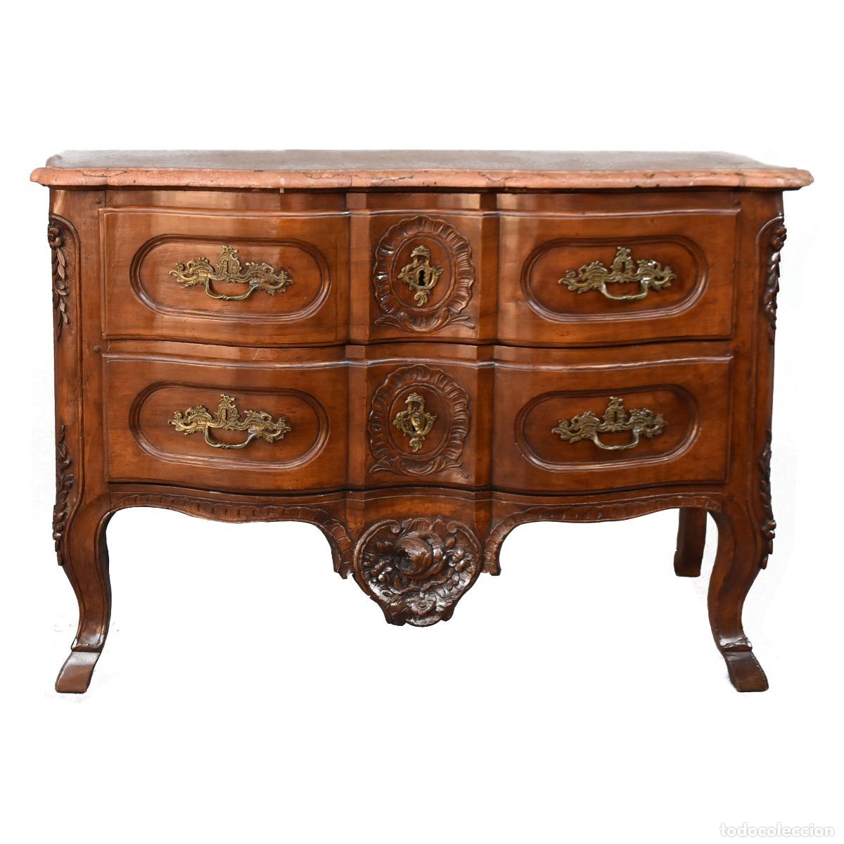 Antig&uuml;edades: Commode sauteuse en noyer de forme arbal&egrave;te &eacute;poque XVIII&egrave;me - Foto 1