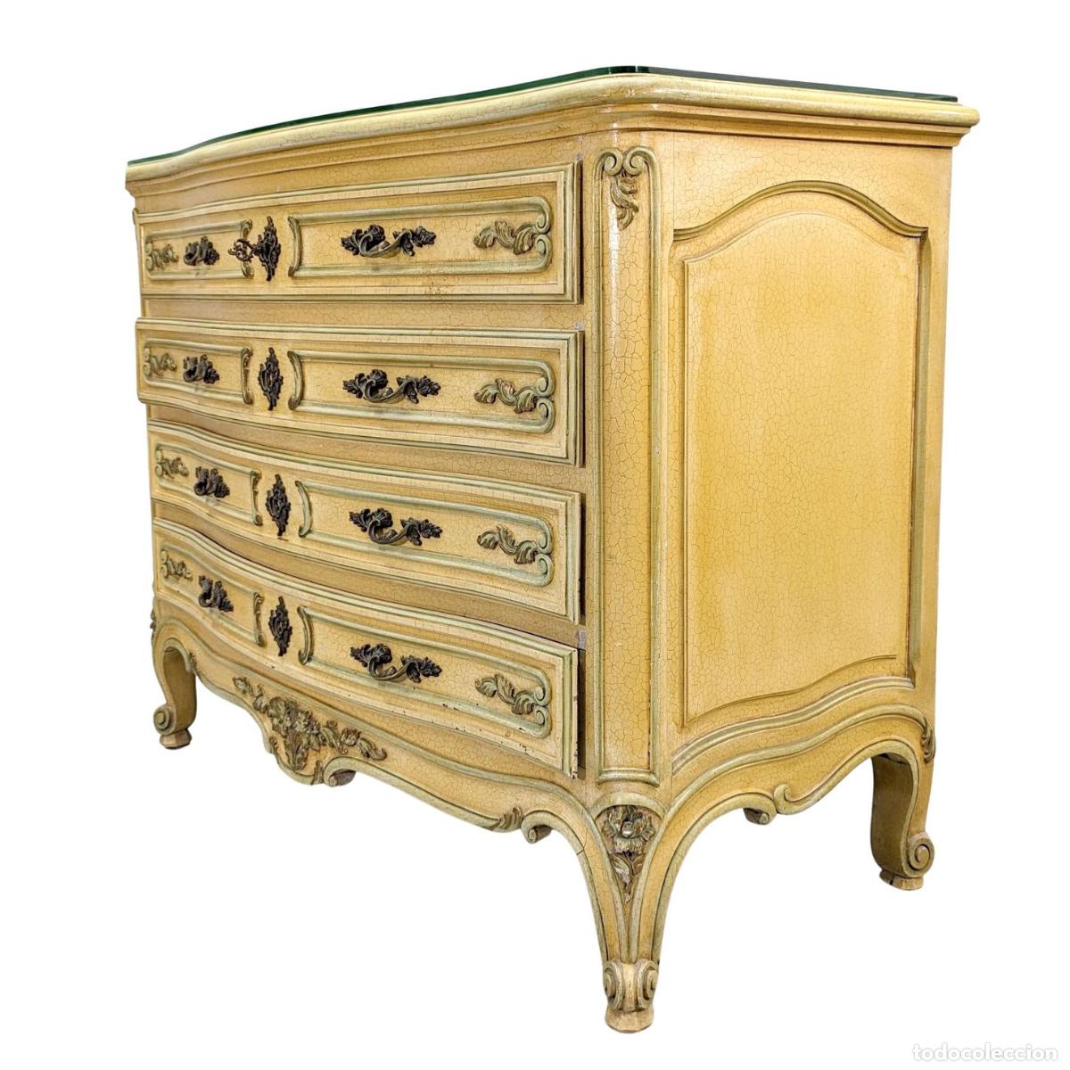 Antig&uuml;edades: Commode V&eacute;nitienne laqu&eacute;e cr&egrave;me et dor&eacute;e XX&egrave;me - Foto 2