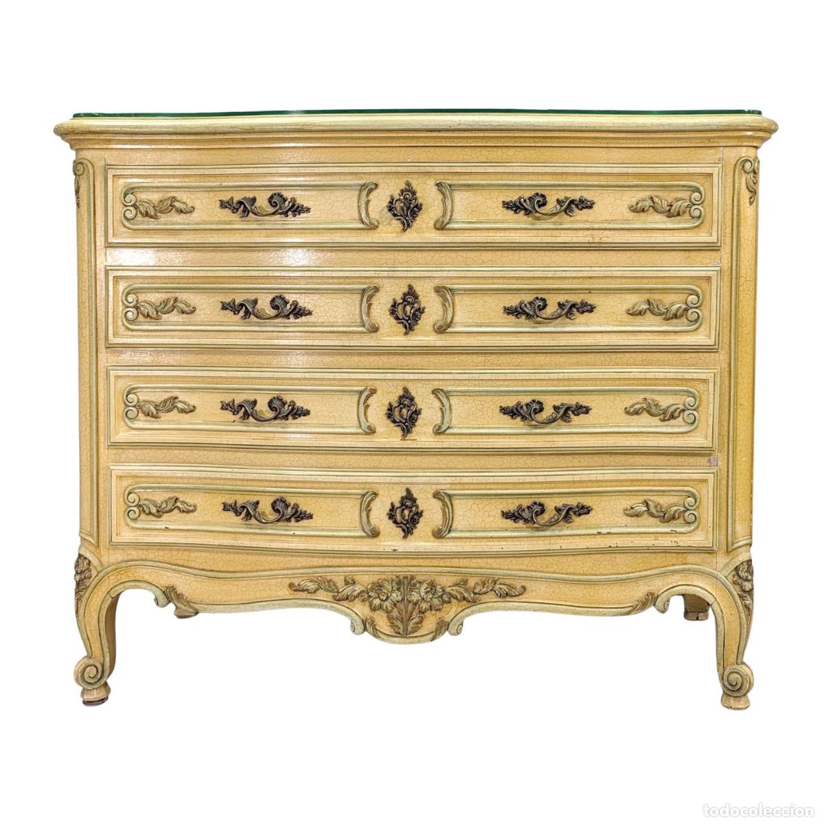 Antig&uuml;edades: Commode V&eacute;nitienne laqu&eacute;e cr&egrave;me et dor&eacute;e XX&egrave;me - Foto 1