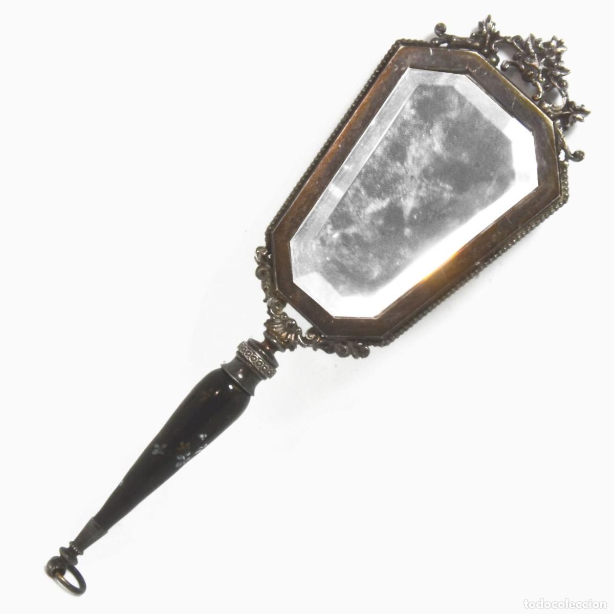 Antig&uuml;edades: Miroir &agrave; main en argent &eacute;maill&eacute; aux deux - Foto 2