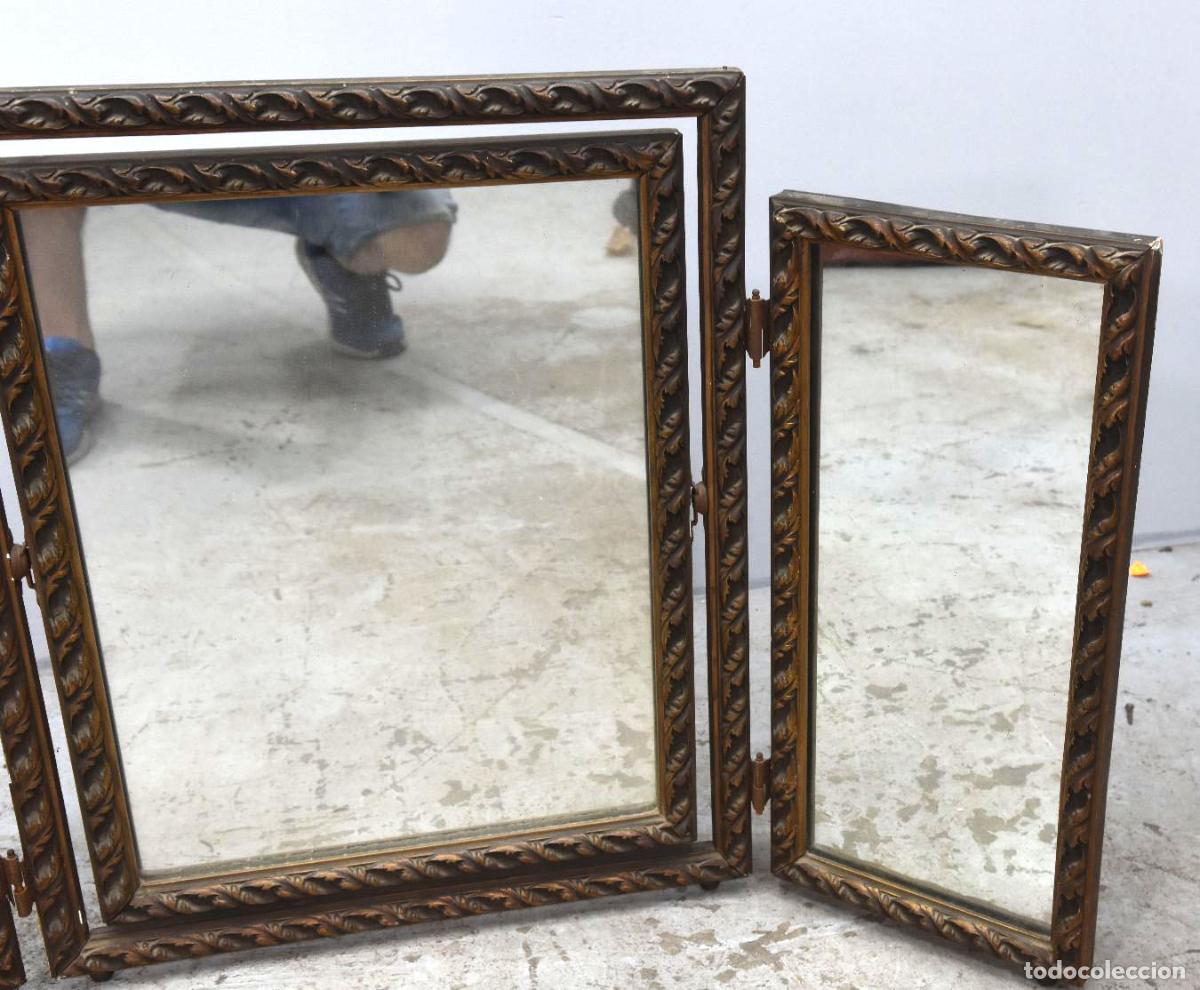 Antig&uuml;edades: Miroir de magicien de table en bois dor&eacute; vers 1900 - Foto 2
