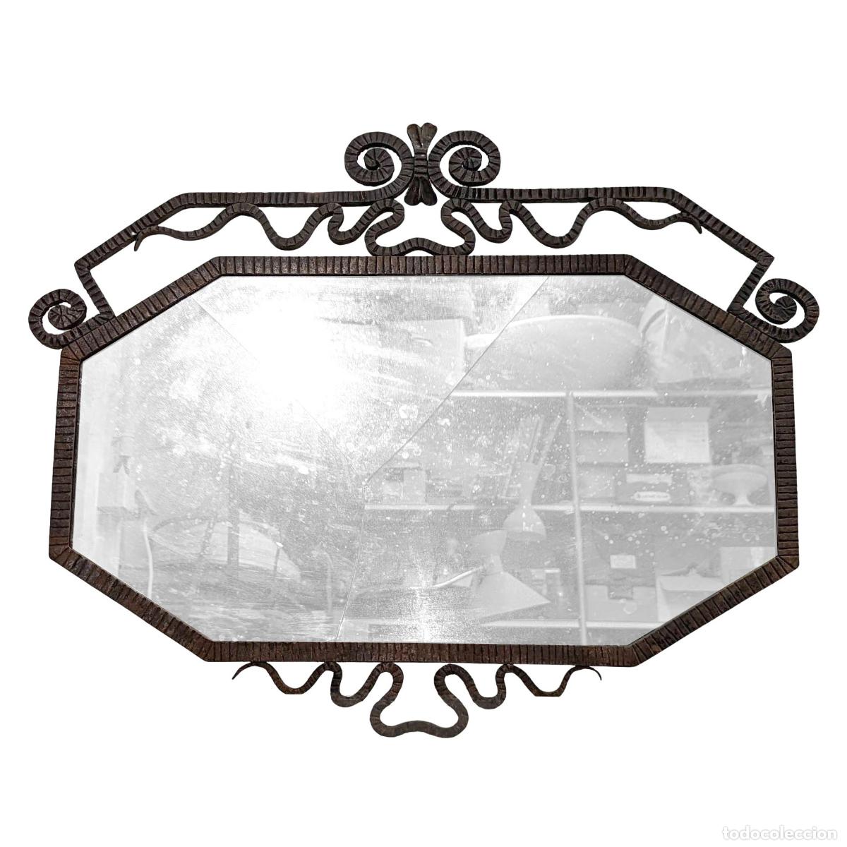 Antig&uuml;edades: Miroir en fer forg&eacute; Art d&eacute;co vers 1930 - Foto 1