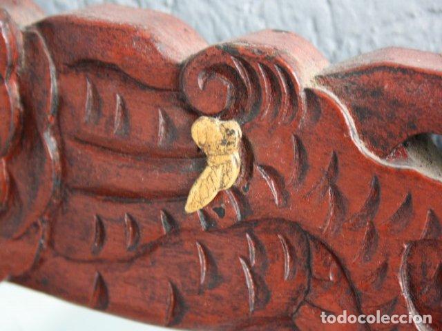 Antig&uuml;edades: Miroir laqu&eacute; rouge indochinois incrustations - Foto 5