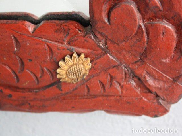 Antig&uuml;edades: Miroir laqu&eacute; rouge indochinois incrustations - Foto 7