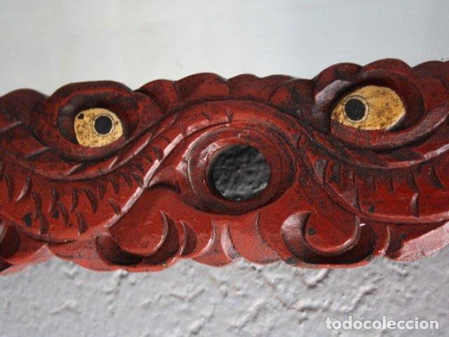 Antig&uuml;edades: Miroir laqu&eacute; rouge indochinois incrustations - Foto 9