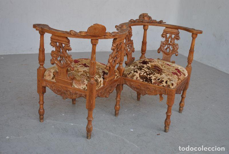 Antig&uuml;edades: Banquette ancienne causeuse style Renaissance - Foto 3