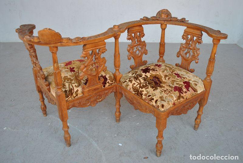 Antig&uuml;edades: Banquette ancienne causeuse style Renaissance - Foto 4