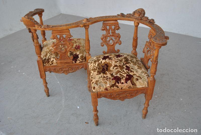 Antig&uuml;edades: Banquette ancienne causeuse style Renaissance - Foto 5