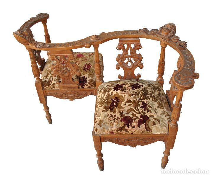 Antig&uuml;edades: Banquette ancienne causeuse style Renaissance - Foto 1