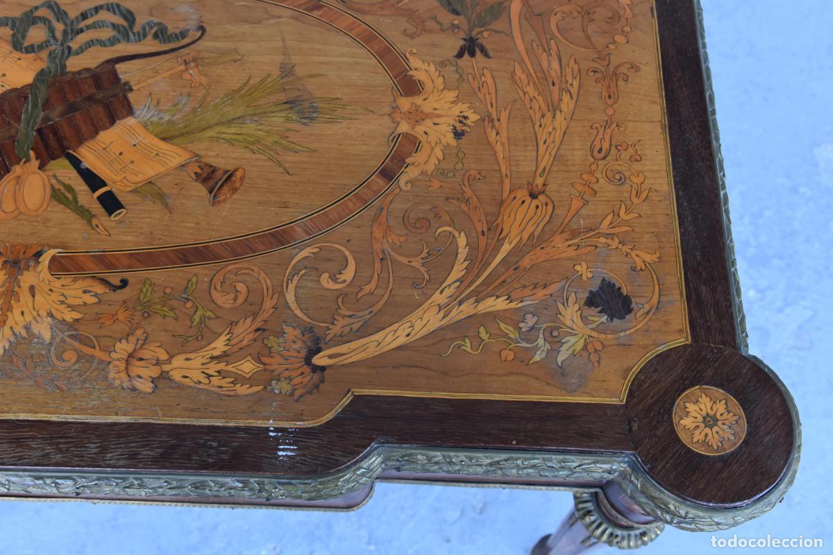 Antig&uuml;edades: Table &agrave; jeu &agrave; syst&egrave;me Napol&eacute;on III marquet&eacute;e XIX&egrave;me - Foto 7
