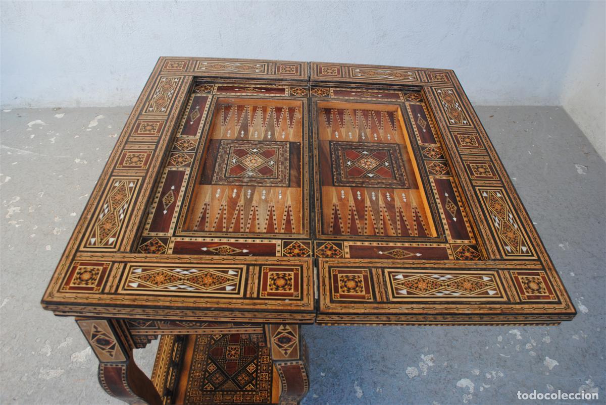 Antig&uuml;edades: Table &agrave; jeu Syrienne incrustations &eacute;poque d&eacute;but XX&egrave;me - Foto 7
