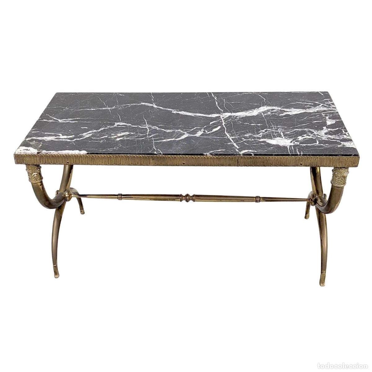 Antig&uuml;edades: Table basse 1940 en bronze dessus marbre - Foto 1