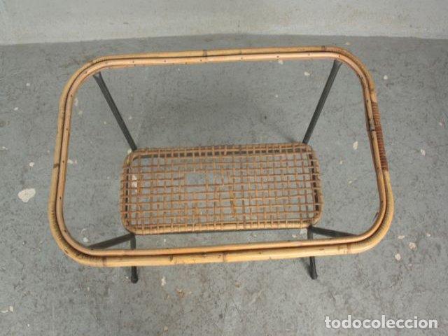 Antig&uuml;edades: Table &agrave; th&eacute; en osier et verre 1940 - Foto 5