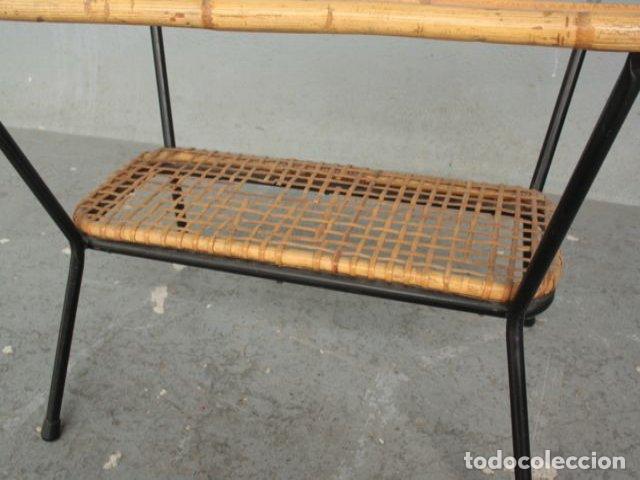 Antig&uuml;edades: Table &agrave; th&eacute; en osier et verre 1940 - Foto 8