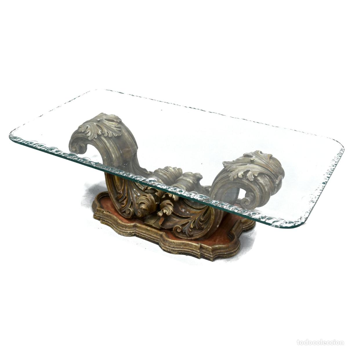 Antig&uuml;edades: Table basse baroque en bois dor&eacute; et laqu&eacute; - Foto 2