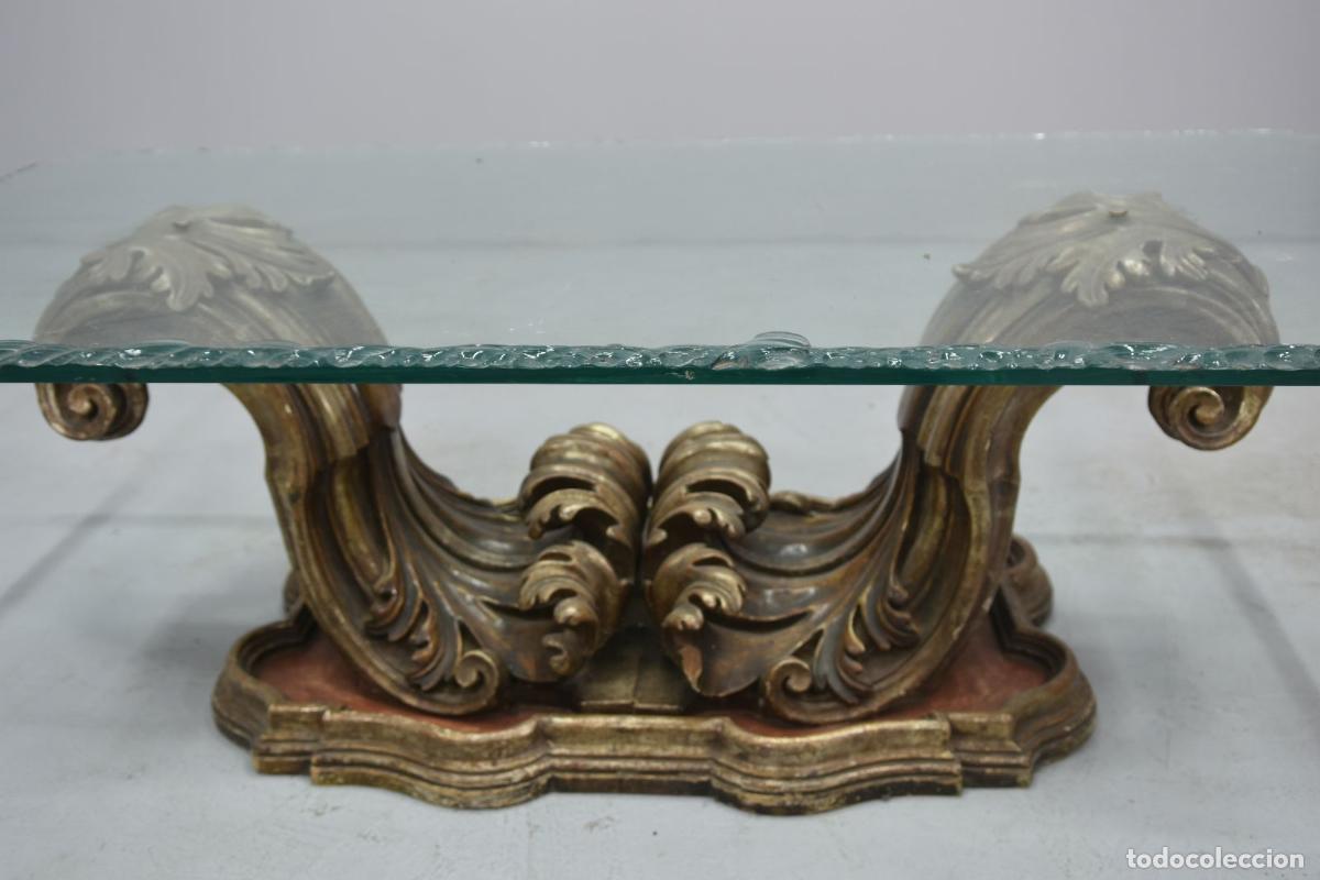 Antig&uuml;edades: Table basse baroque en bois dor&eacute; et laqu&eacute; - Foto 3