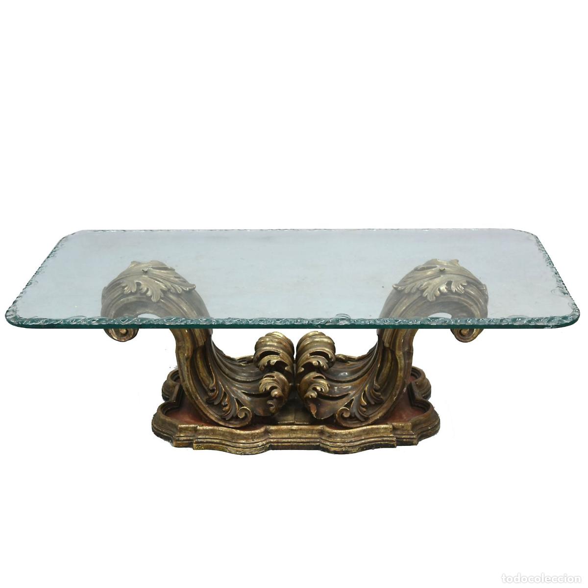 Antig&uuml;edades: Table basse baroque en bois dor&eacute; et laqu&eacute; - Foto 1