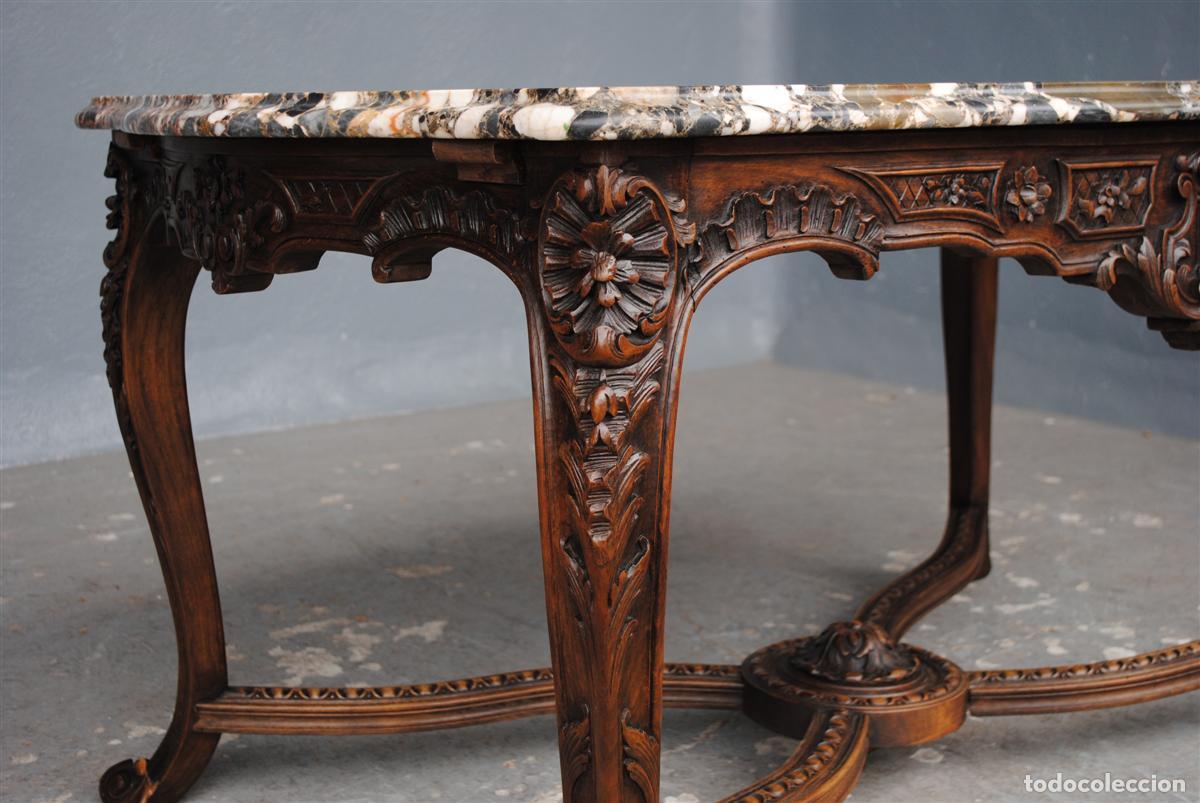 Antig&uuml;edades: Table &agrave; gibier de style Louis XV marbre br&egrave;che - Foto 5