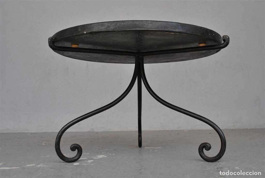 Antig&uuml;edades: Table basse fer forg&eacute; style 1940 plateau onyx avec incrustations - Foto 2