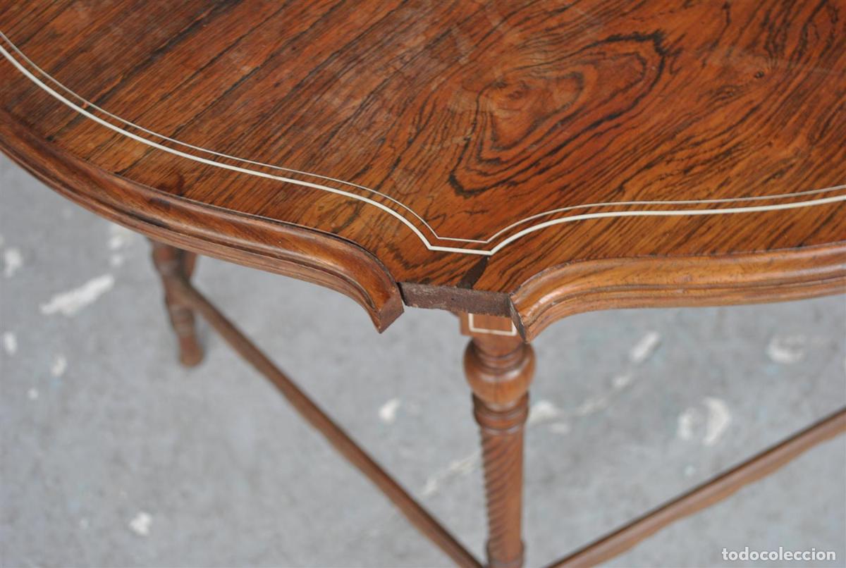 Antig&uuml;edades: Table dappoint d&eacute;poque XIX&egrave;me en palissandre massif et incrustations - Foto 6