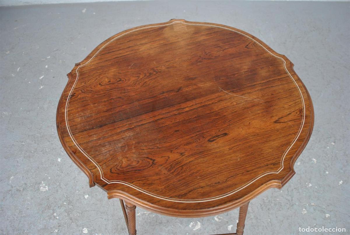 Antig&uuml;edades: Table dappoint d&eacute;poque XIX&egrave;me en palissandre massif et incrustations - Foto 8