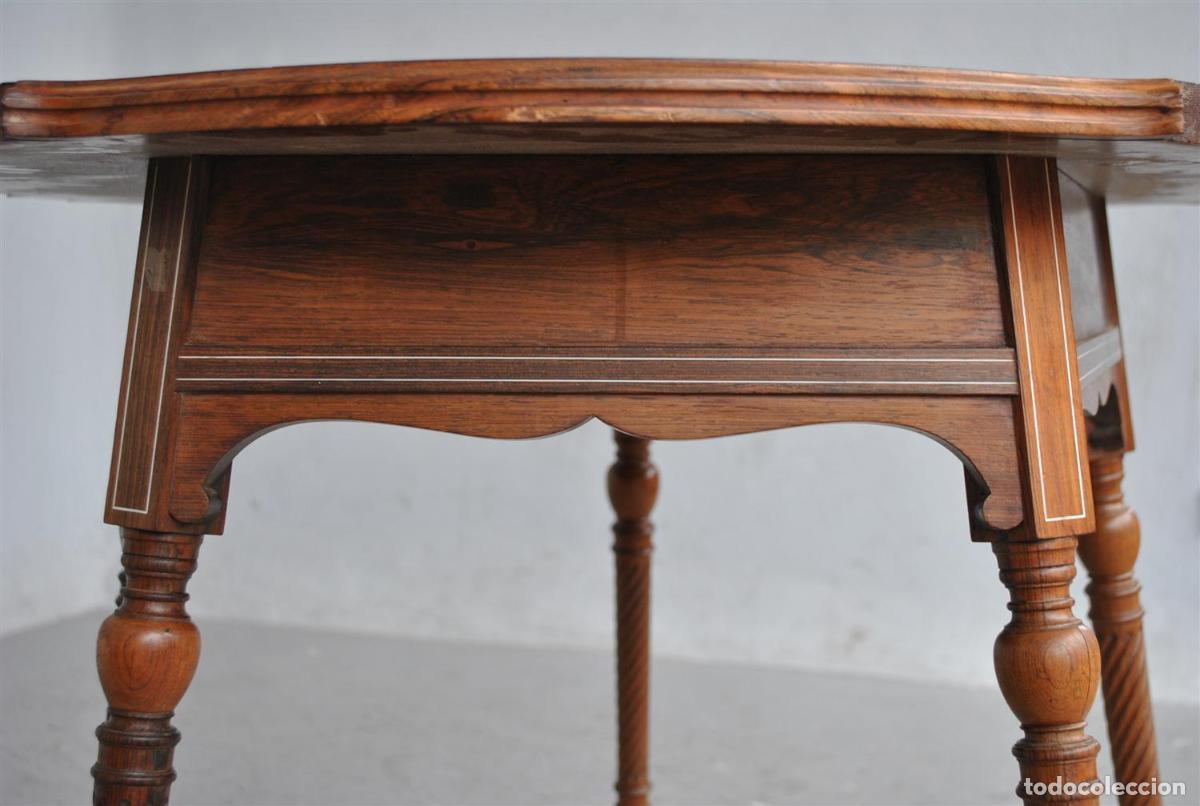 Antig&uuml;edades: Table dappoint d&eacute;poque XIX&egrave;me en palissandre massif et incrustations - Foto 9