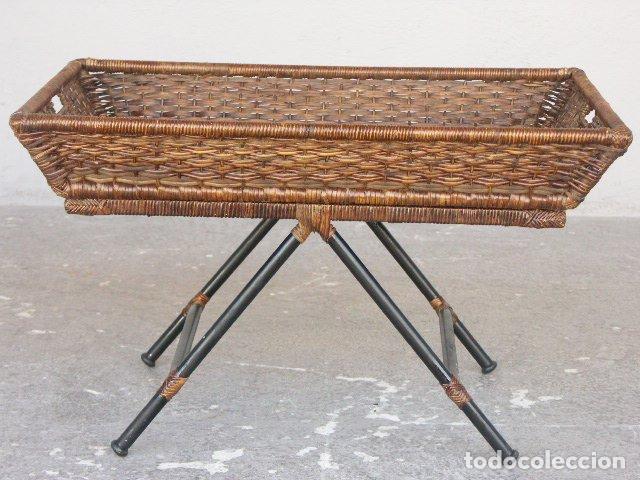 Antig&uuml;edades: Table basse en osier dalle de verre - Foto 2
