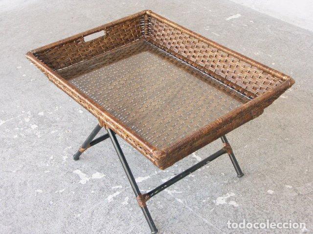 Antig&uuml;edades: Table basse en osier dalle de verre - Foto 3