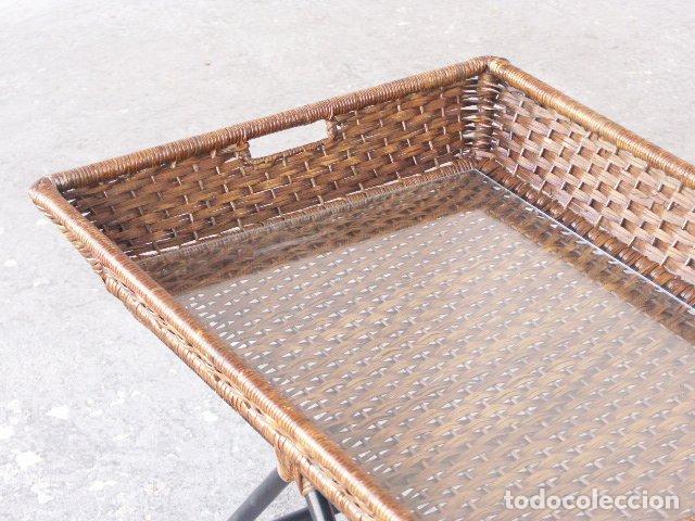 Antig&uuml;edades: Table basse en osier dalle de verre - Foto 4