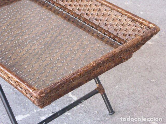 Antig&uuml;edades: Table basse en osier dalle de verre - Foto 5