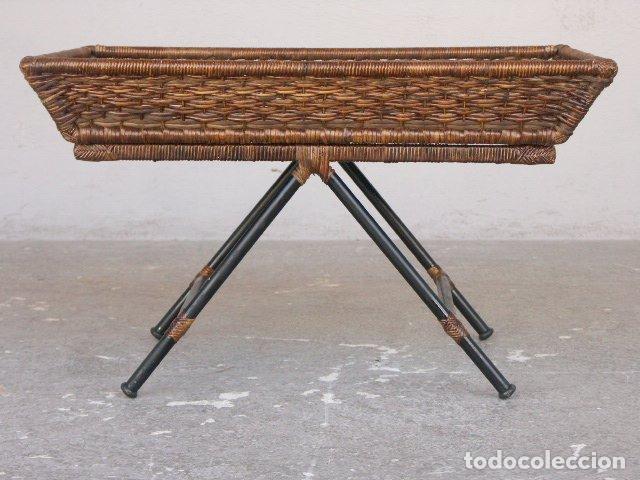 Antig&uuml;edades: Table basse en osier dalle de verre - Foto 6
