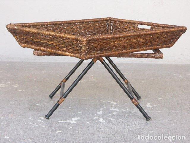 Antig&uuml;edades: Table basse en osier dalle de verre - Foto 9