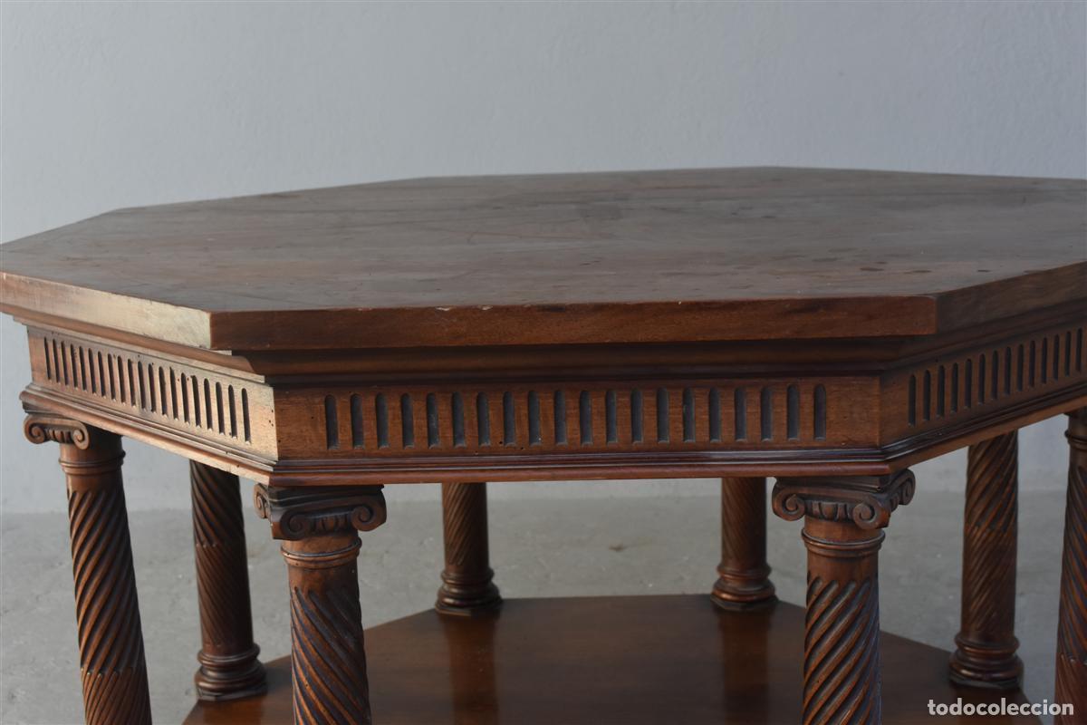 Antig&uuml;edades: Table dappoint octogonale double plateau noyer - Foto 2