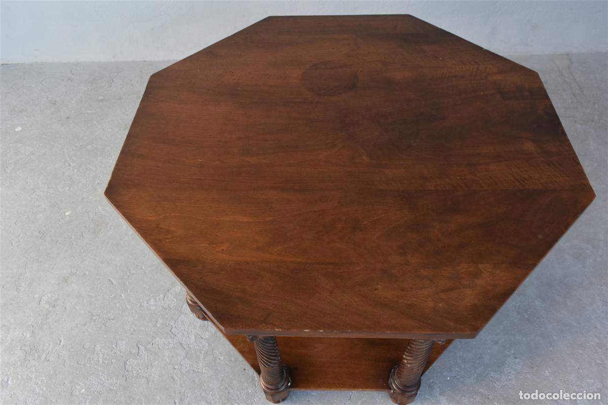 Antig&uuml;edades: Table dappoint octogonale double plateau noyer - Foto 3
