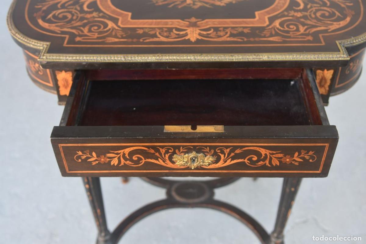 Antig&uuml;edades: Table coiffeuse Napol&eacute;on III marquet&eacute;e XIX&egrave;me - Foto 5