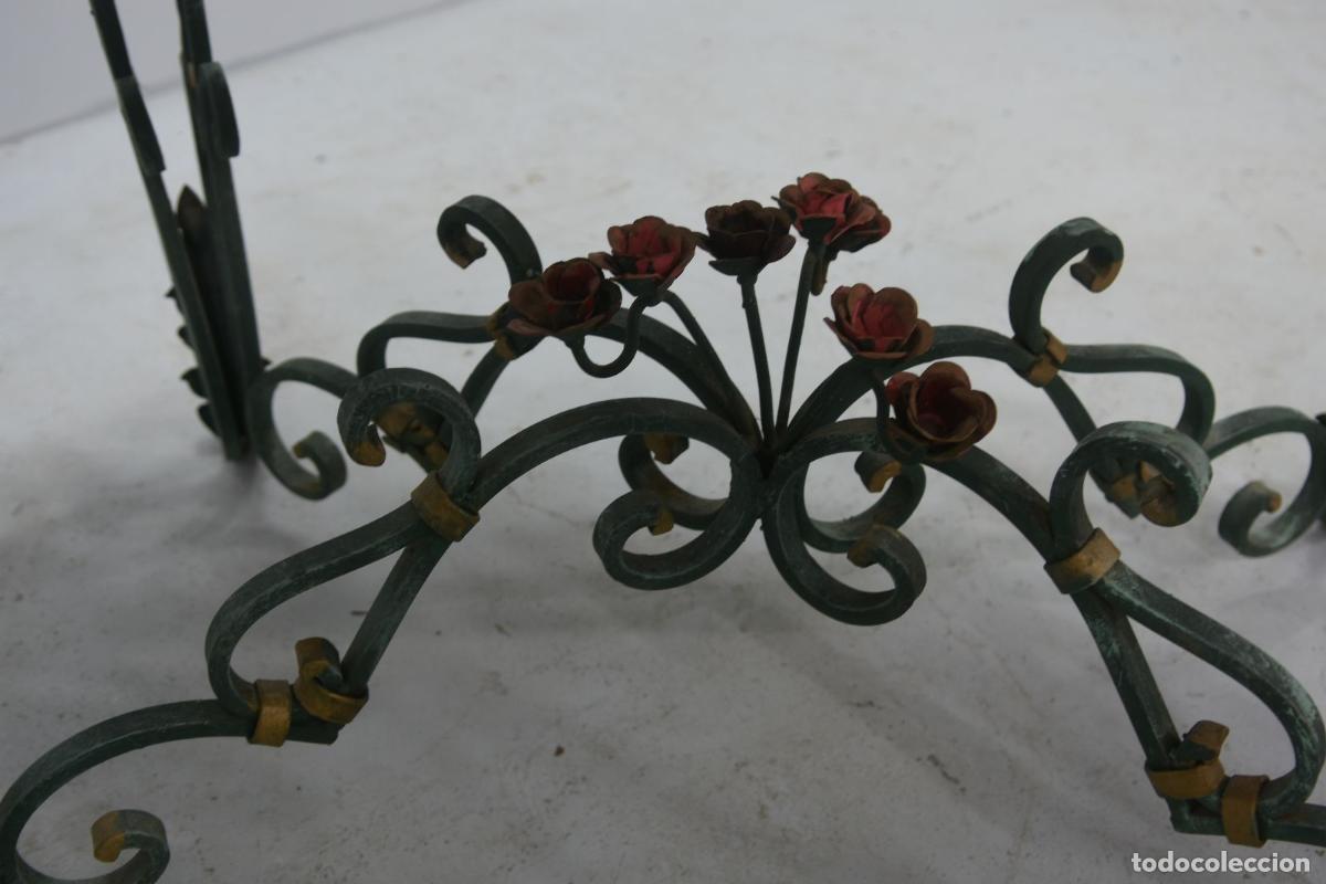 Antig&uuml;edades: Table de milieu fer forg&eacute; style 1940 plateau marbre - Foto 6