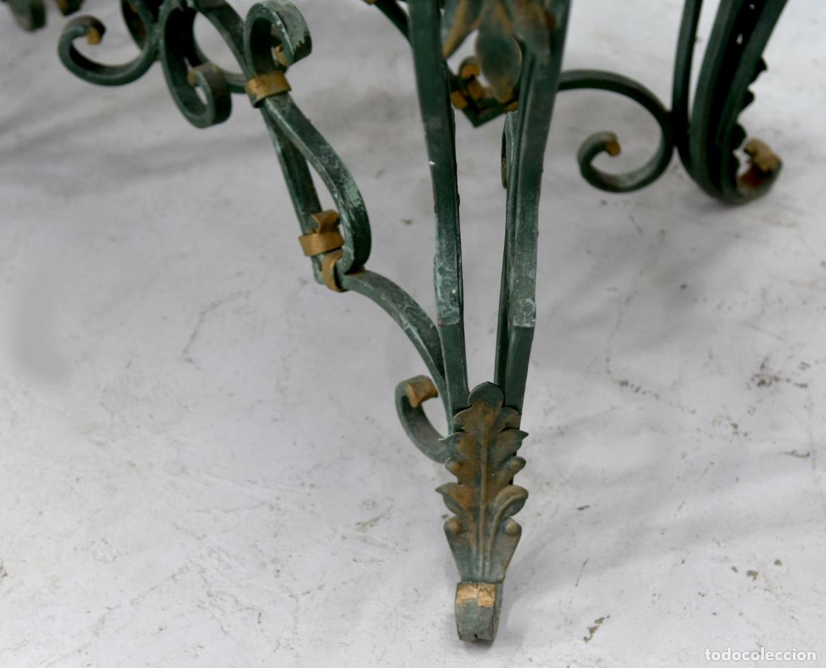 Antig&uuml;edades: Table de milieu fer forg&eacute; style 1940 plateau marbre - Foto 7