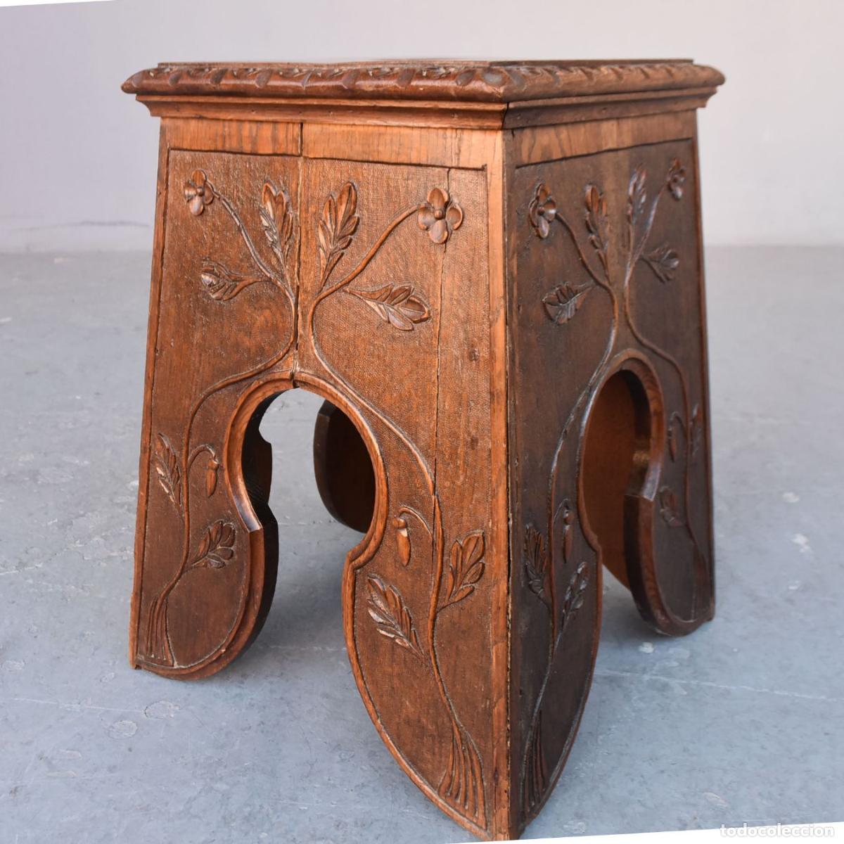 Antig&uuml;edades: Tabouret sculpt&eacute; en ch&ecirc;ne XIX&egrave;me - Foto 5