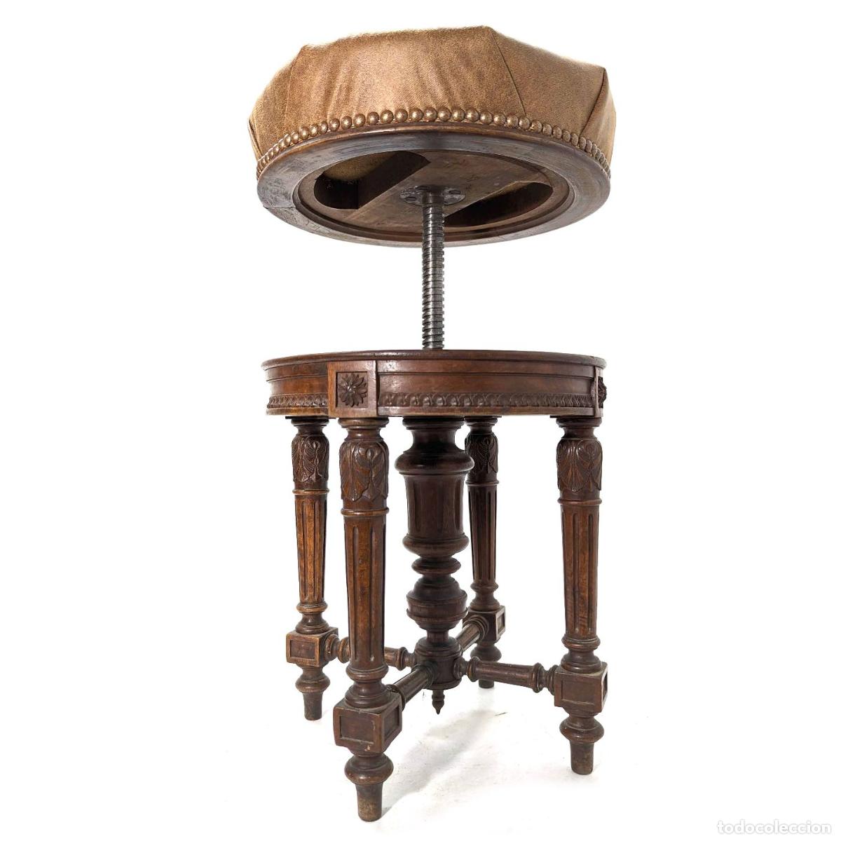 Antig&uuml;edades: Tabouret de piano en noyer &eacute;poque 1900 - Foto 2