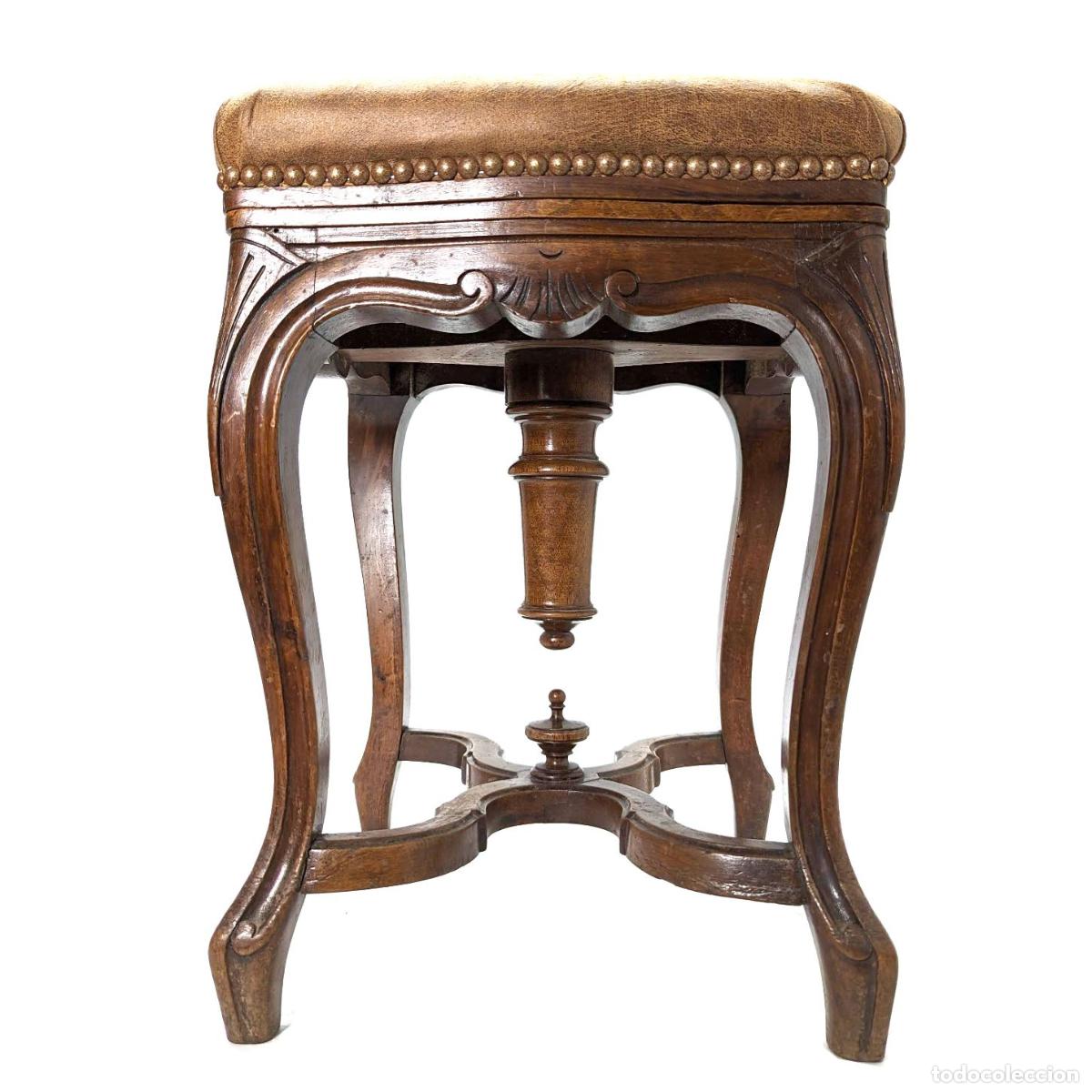 Antig&uuml;edades: Tabouret de piano en noyer &eacute;poque 1900 - Foto 1