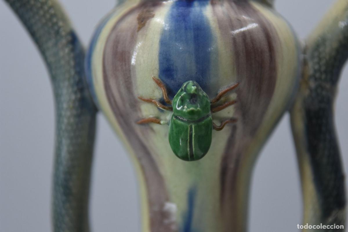 Antig&uuml;edades: Vase en barbotine au serpent &eacute;poque 1900 - Foto 2