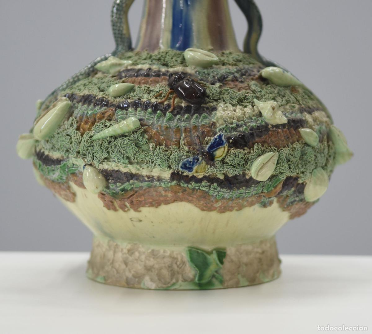 Antig&uuml;edades: Vase en barbotine au serpent &eacute;poque 1900 - Foto 3