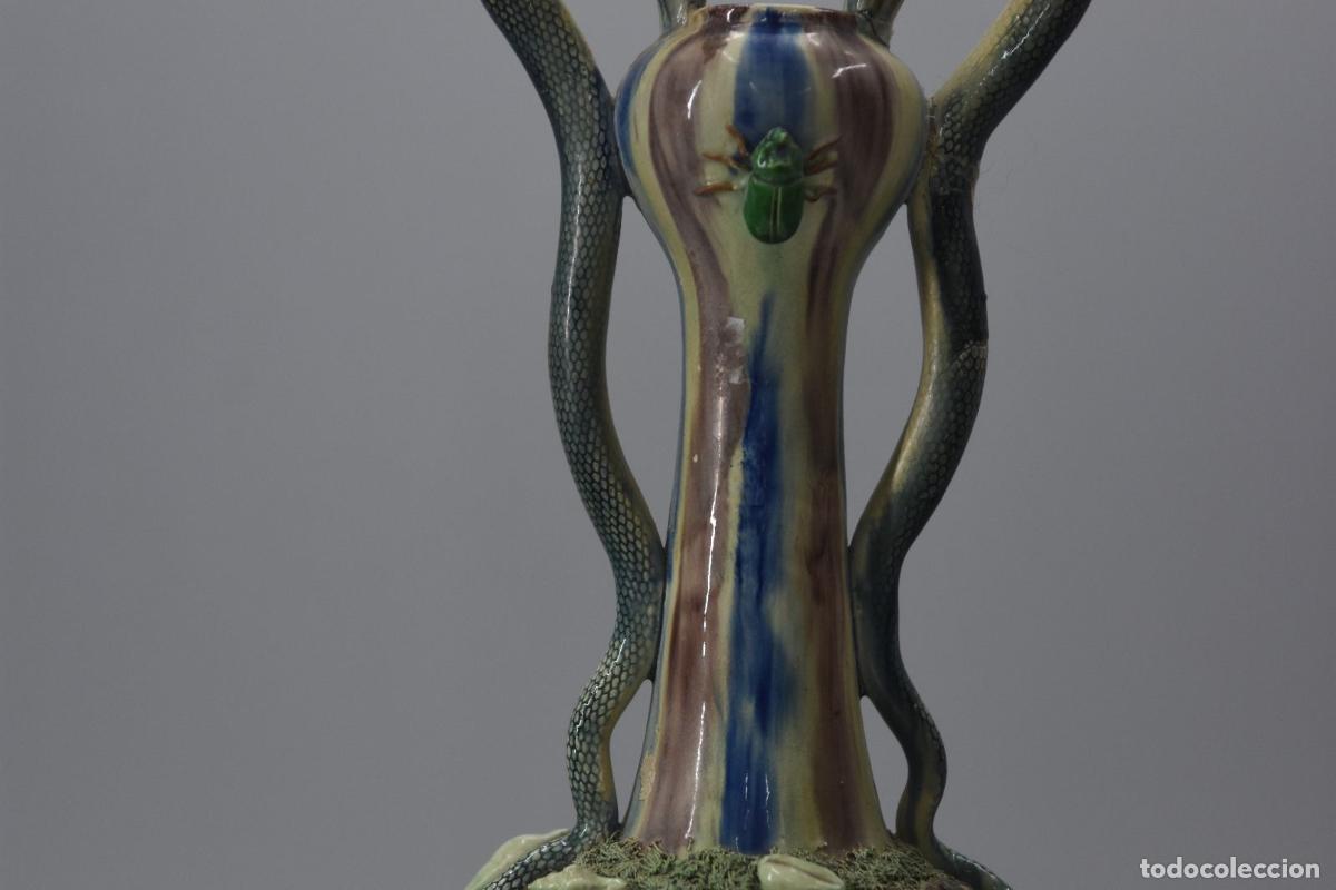 Antig&uuml;edades: Vase en barbotine au serpent &eacute;poque 1900 - Foto 4