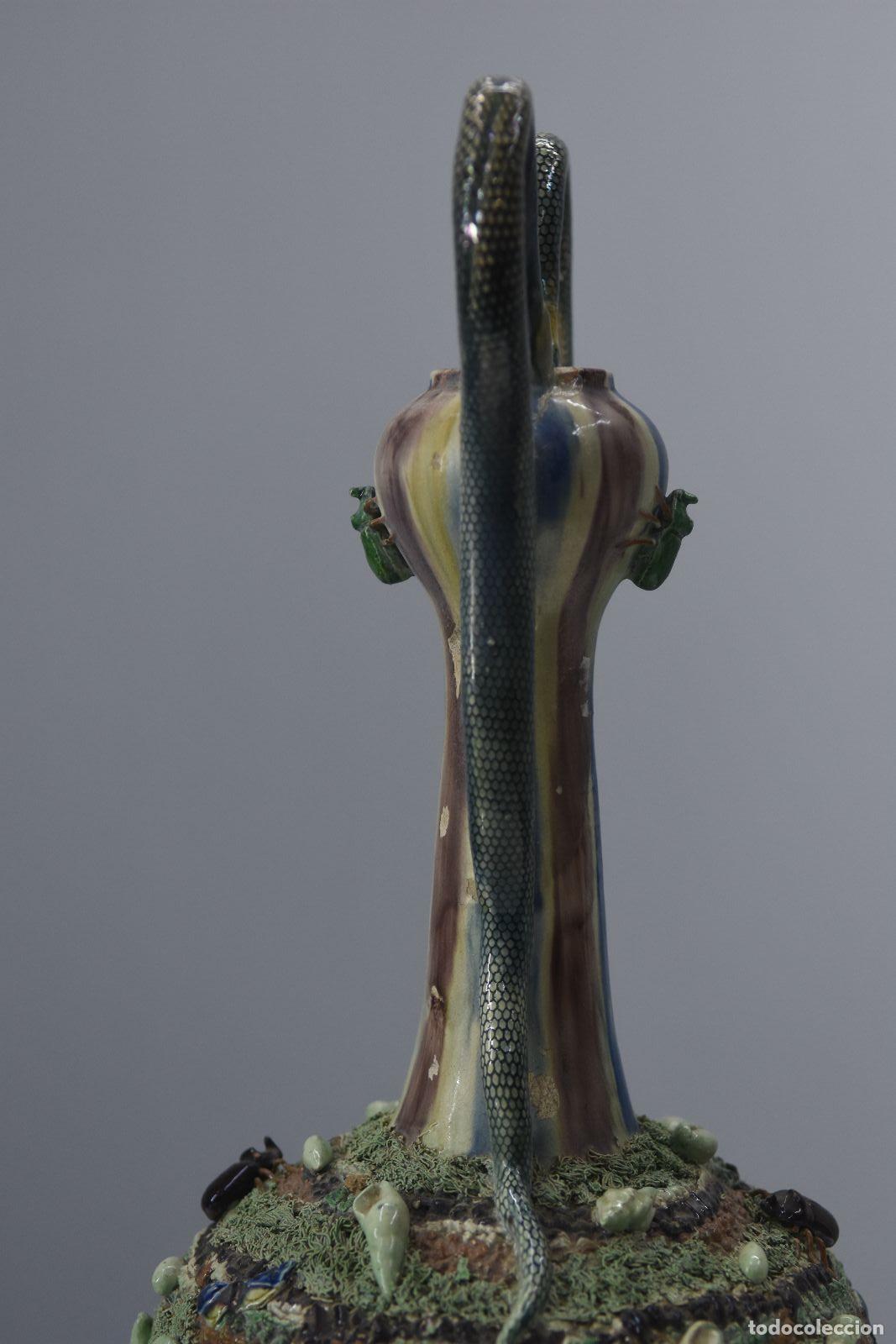 Antig&uuml;edades: Vase en barbotine au serpent &eacute;poque 1900 - Foto 7
